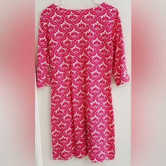 Hatley Cotton Boatneck Shift Dress 3/4 Sleeves in Floral Print Sz Small LIKE NEW - Picture 3 of 4